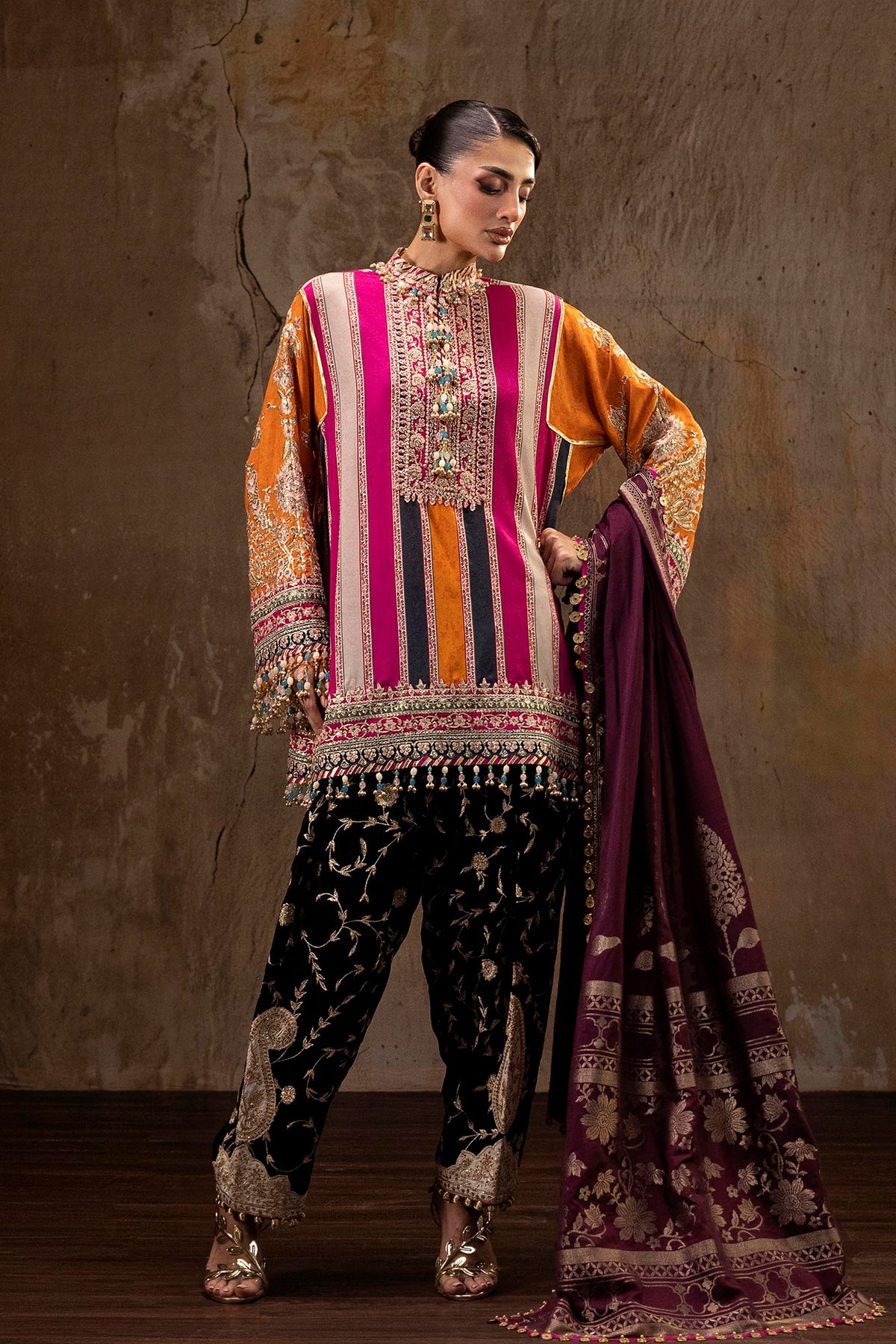 Unstitched Printed 3 Piece Oat Silk Suit