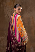 Unstitched Printed 3 Piece Oat Silk Suit