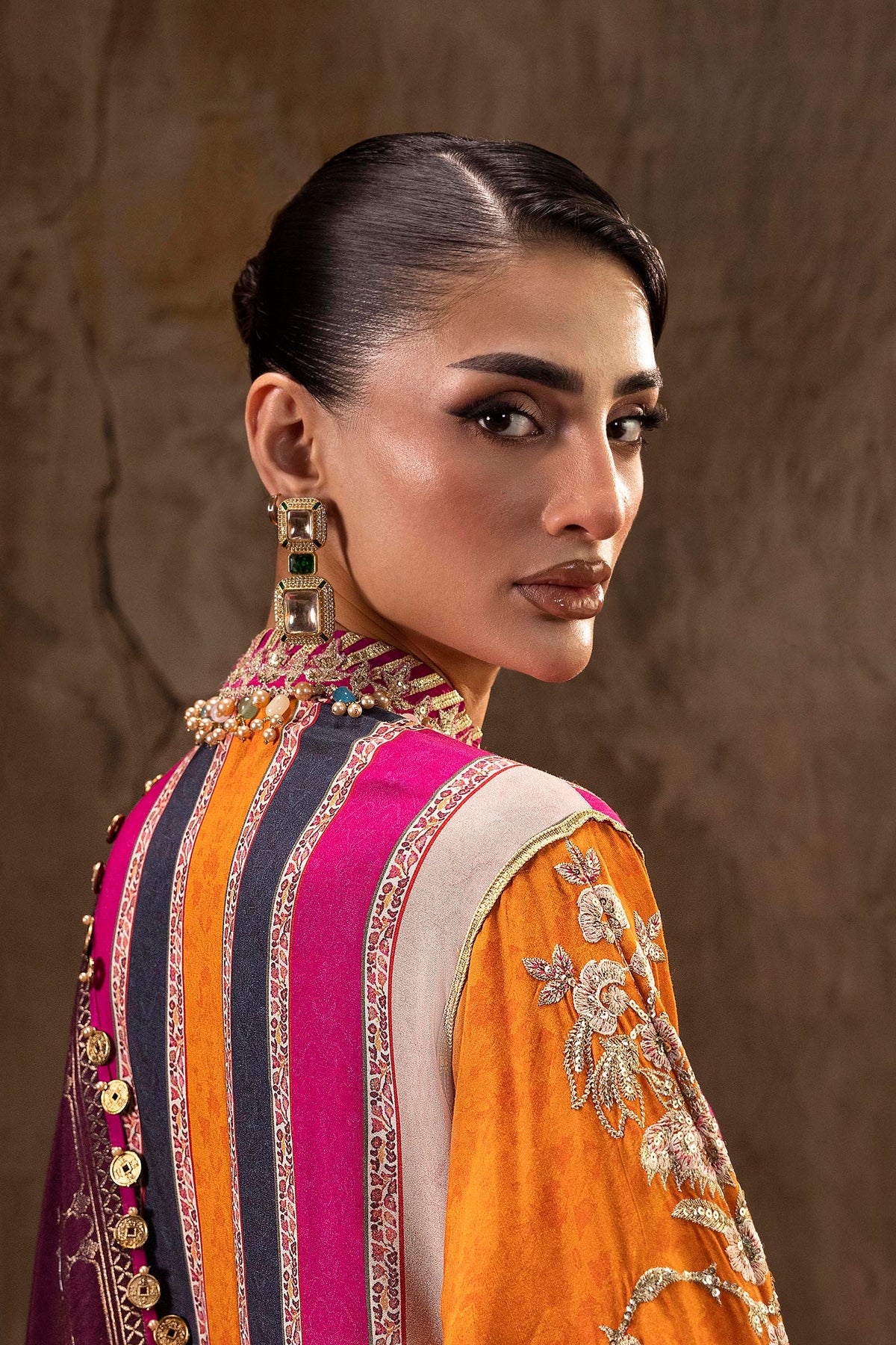 Unstitched Printed 3 Piece Oat Silk Suit