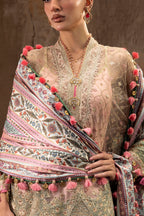 Unstitched Printed 3 Piece Raw Silk & Net Suit