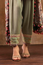 Unstitched Printed 3 Piece Raw Silk & Net Suit