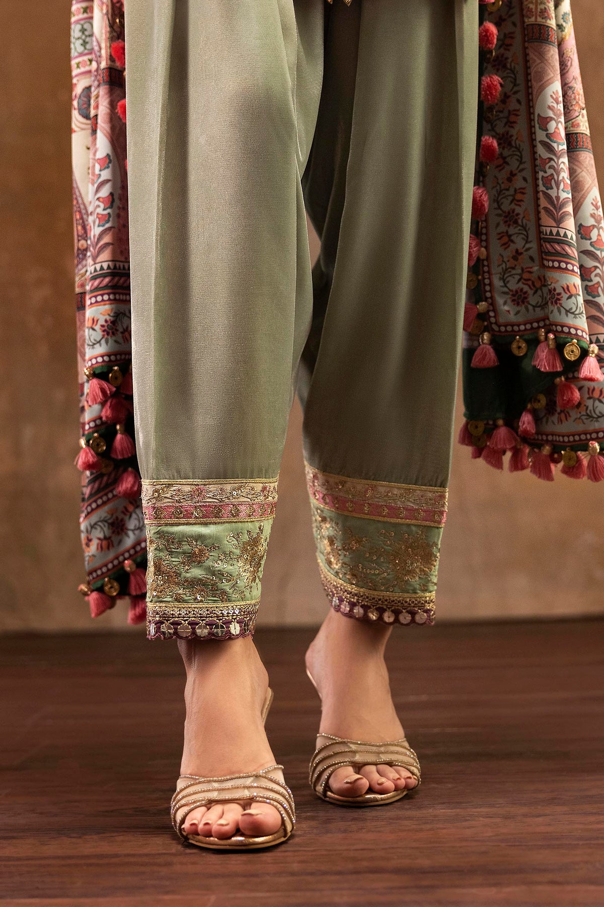 Unstitched Printed 3 Piece Raw Silk & Net Suit