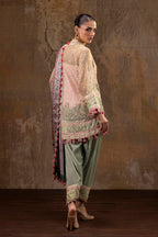 Unstitched Printed 3 Piece Raw Silk & Net Suit