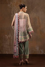 Unstitched Printed 3 Piece Raw Silk & Net Suit