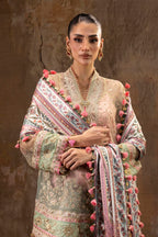 Unstitched Printed 3 Piece Raw Silk & Net Suit