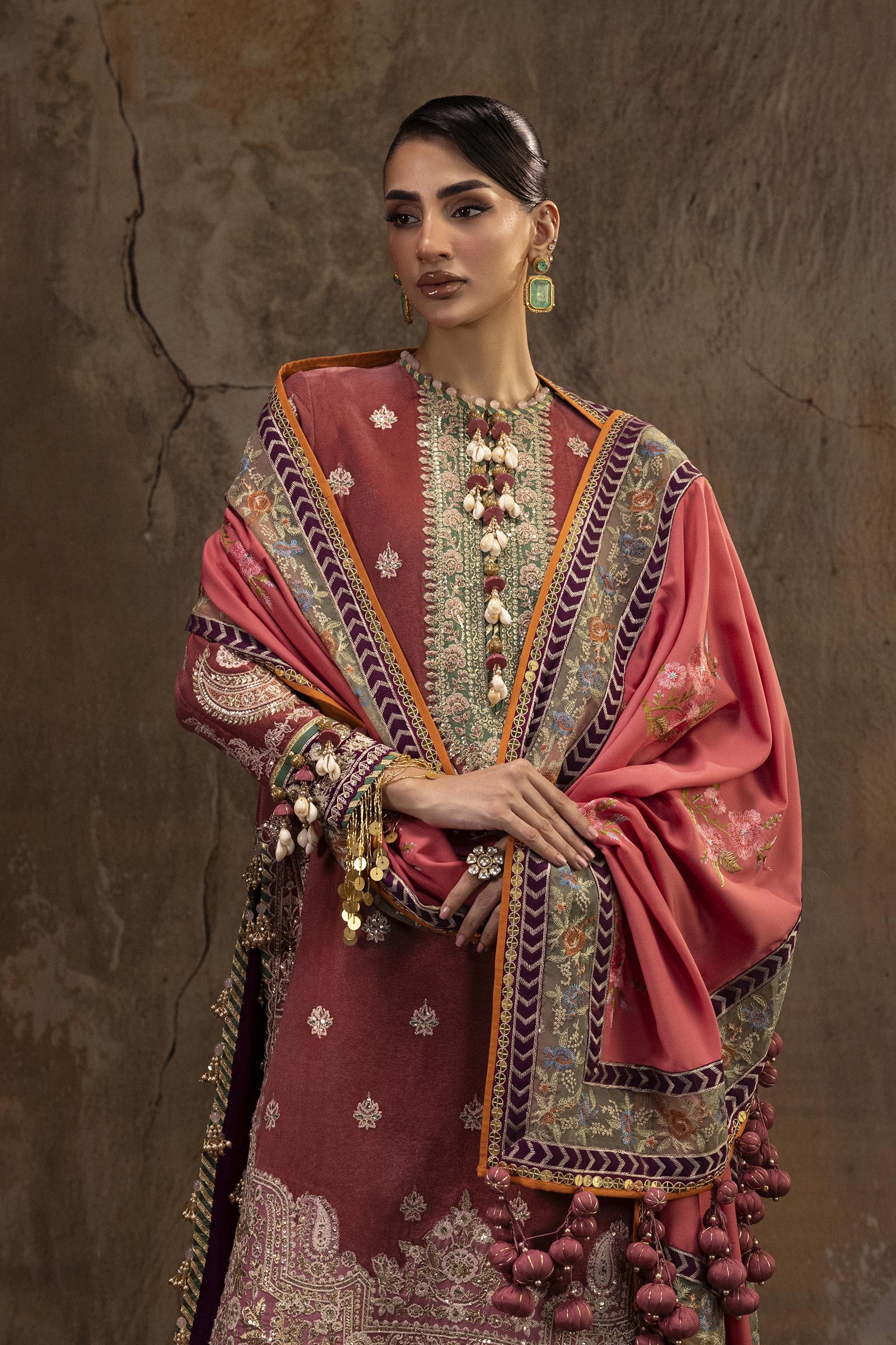 Unstitched Printed 3 Piece Velvet Suit Secondary image