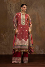 Unstitched Printed 3 Piece Velvet Suit