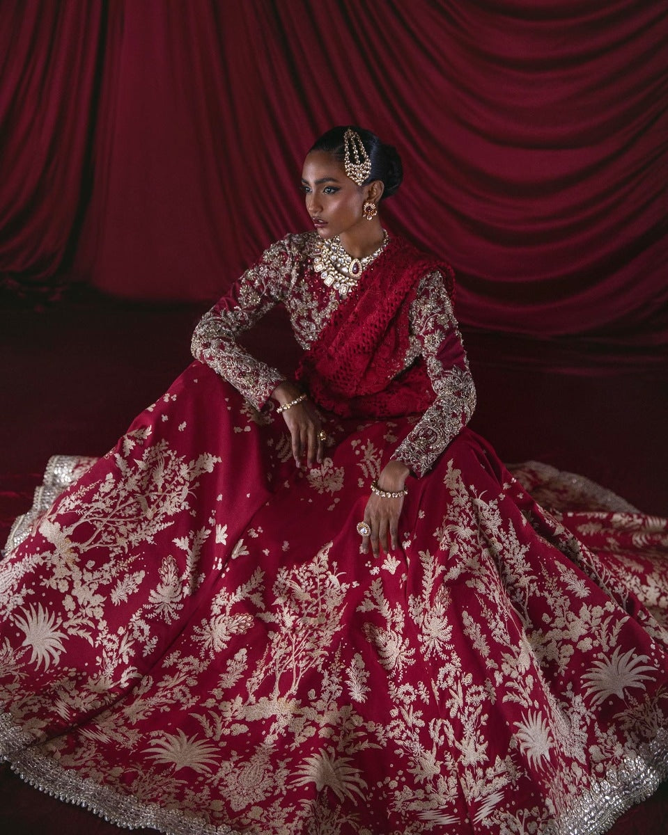 Fire brick Printed lehanga choli (B-382)