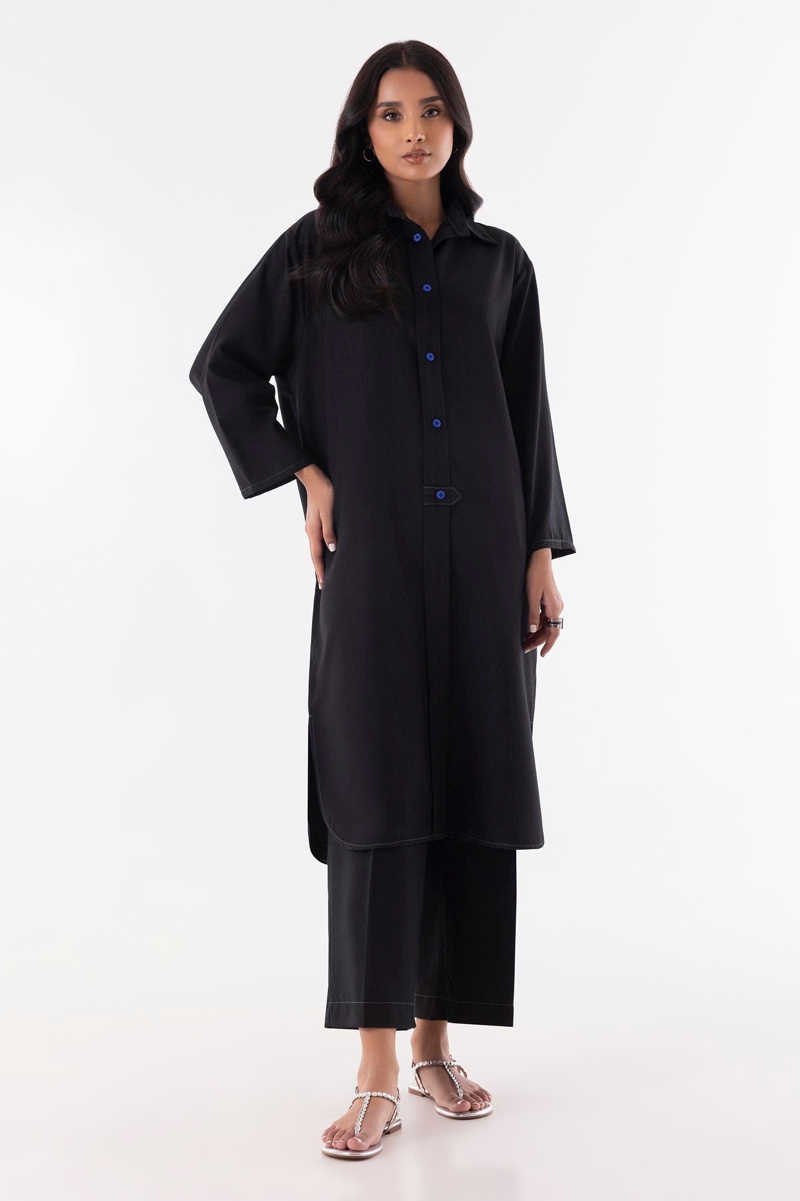Stitched Black Printed Shirt + Culotte Main image