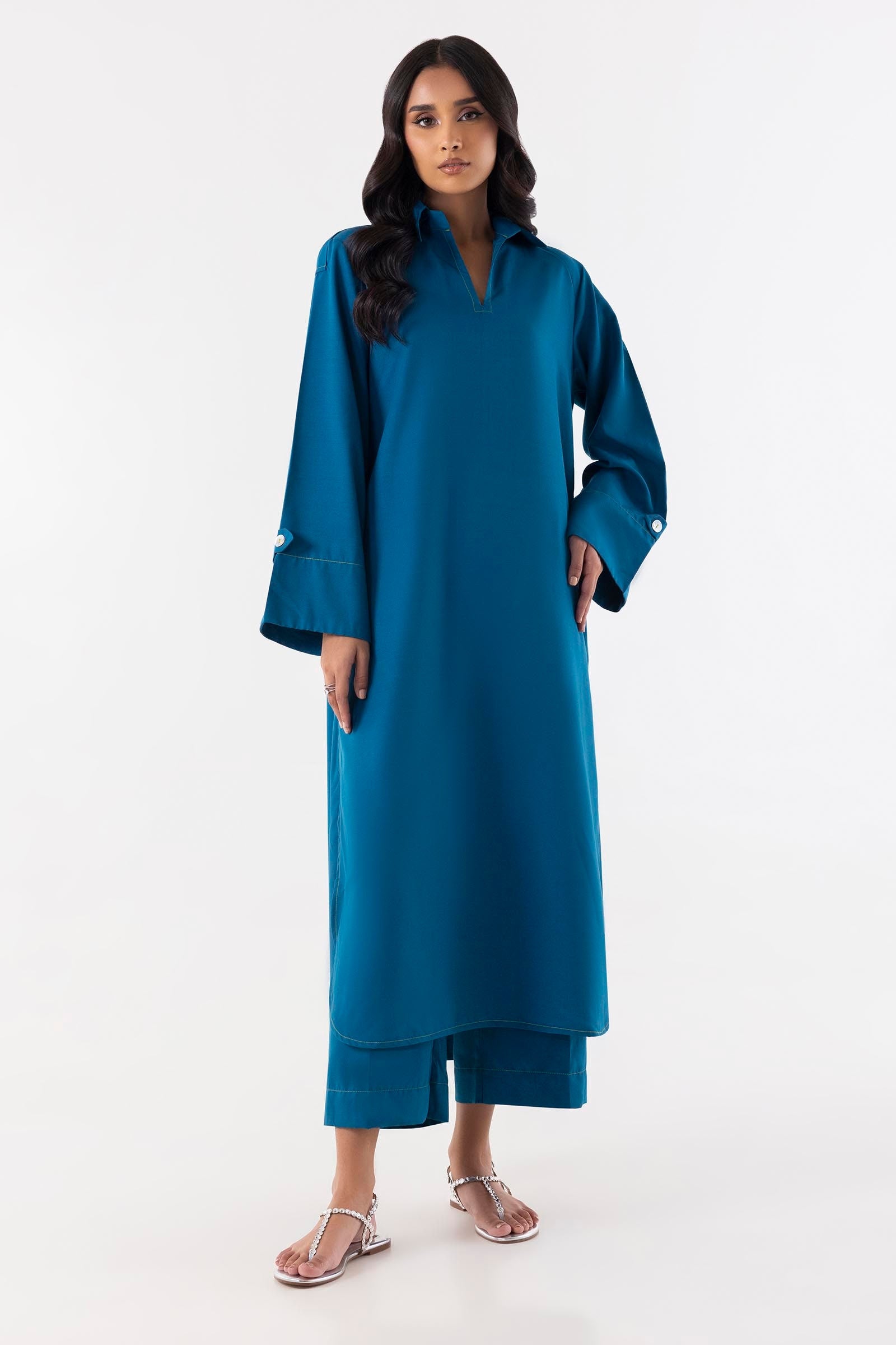 Stitched Blue Dyed Shirt + Culotte Main image