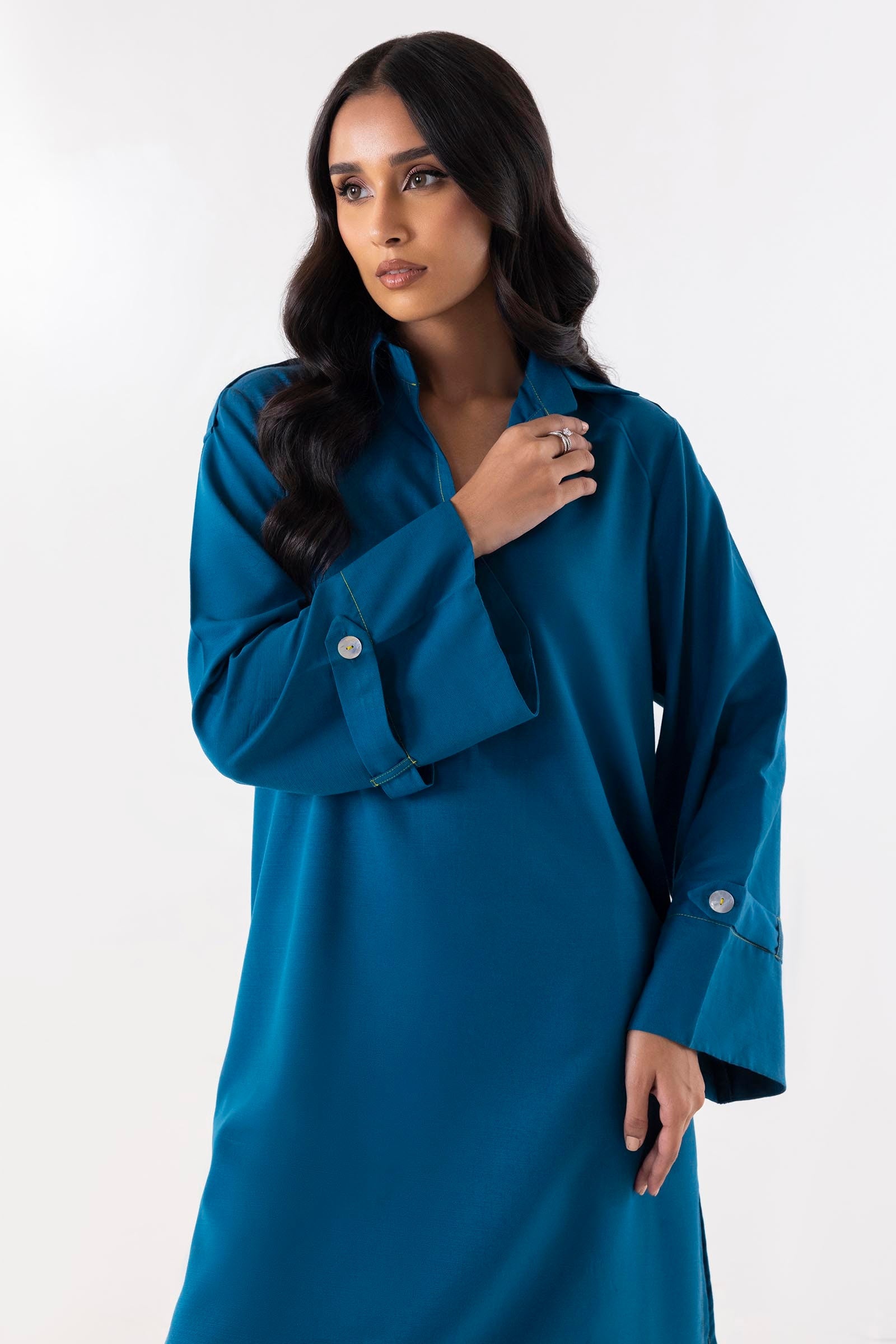 Stitched Blue Dyed Shirt + Culotte Secondary image