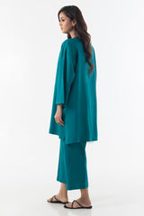 Stitched Ocean green Basic Printed Shirt+Culotte