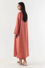Stitched Coral Red Basic Printed Shirt+Culotte