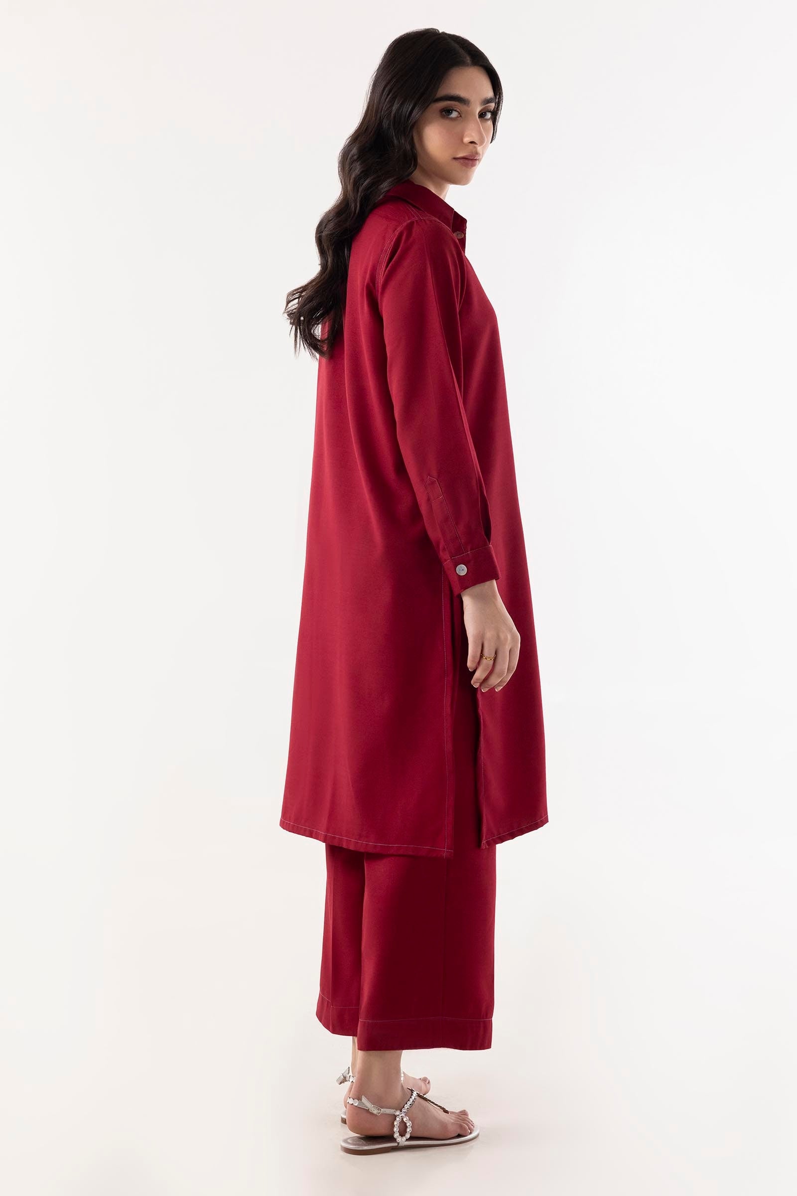 Stitched Maroon Dyed Shirt + Culotte Secondary image
