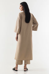 Stitched Beige Basic Printed Shirt+Culotte