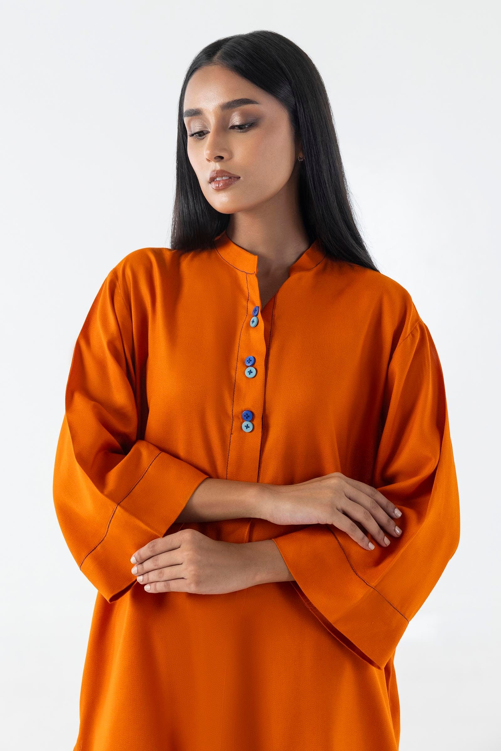 Stitched Orange Printed Shirt + Culotte Secondary image