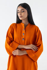 Stitched Orange Printed Shirt + Culotte