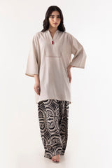 Stitched Black & White Basic Printed Shirt