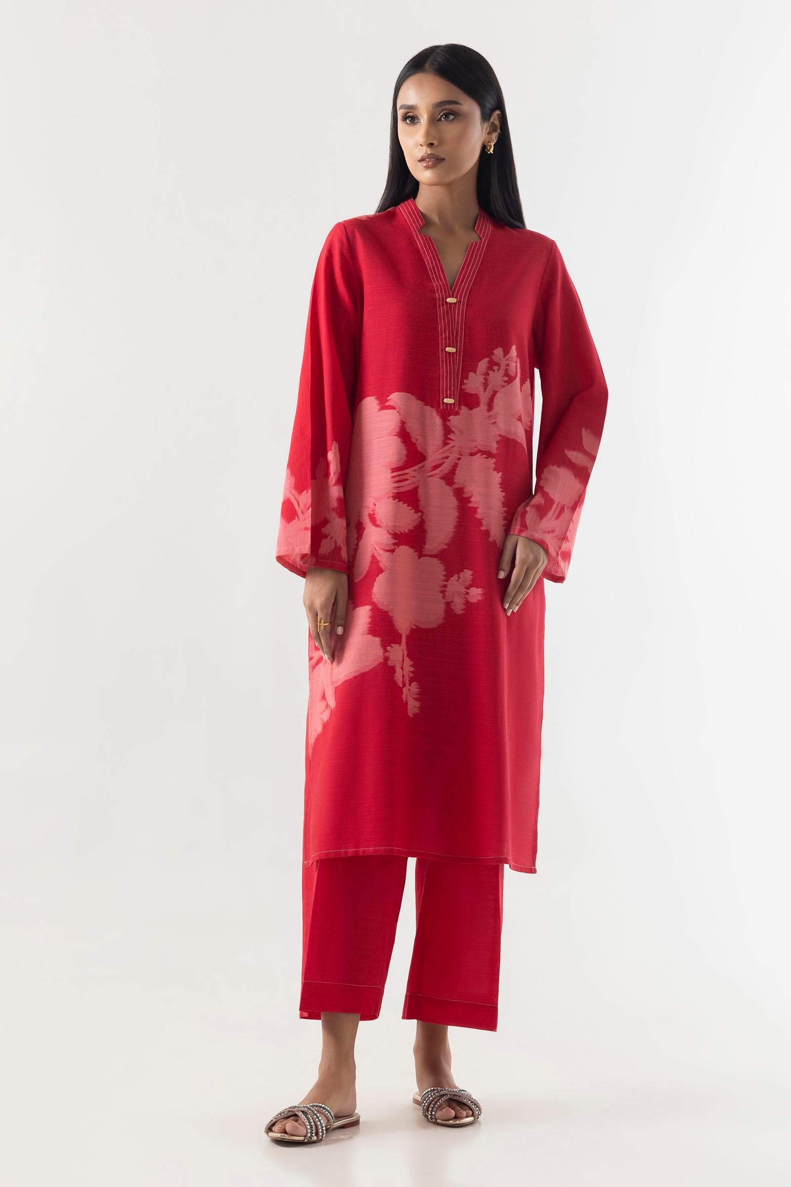 Stitched Basic Printed Shirt+Culotte