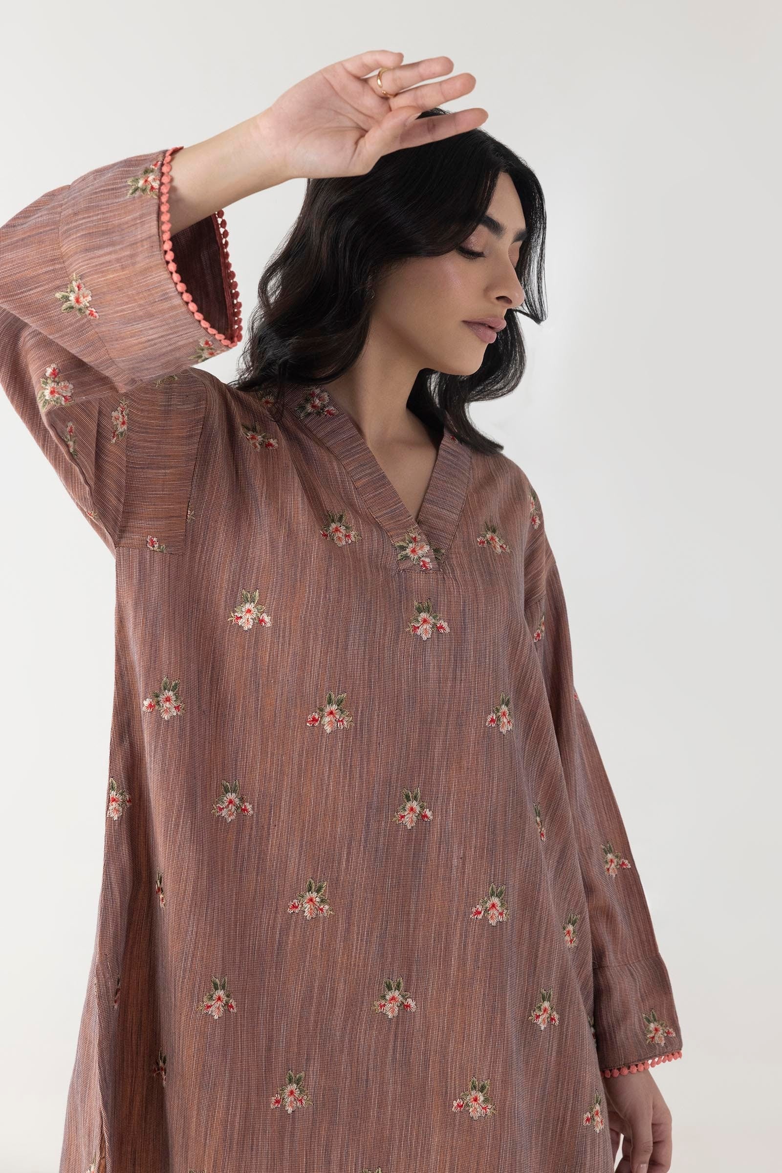 Stitched Basic Embroidered Shirt + Culotte