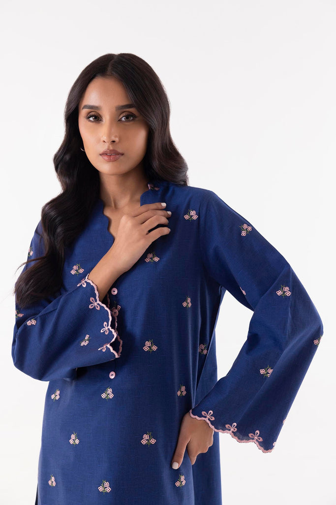Stitched Blue Embroidered Shirt + Culotte