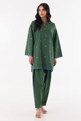 Stitched Green Embroidered Shirt + Shalwar