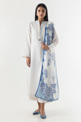 Stitched White Basic Printed Shirt+Culotte