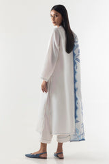 Stitched White Basic Printed Shirt+Culotte