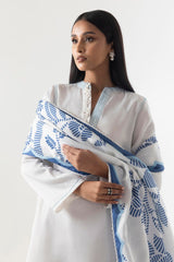 Stitched White Basic Printed Shirt+Culotte