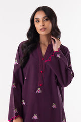 Stitched Purple Embroidered Shirt + Culotte