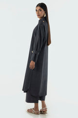 Stitched Charcoal Printed Shirt + Culotte