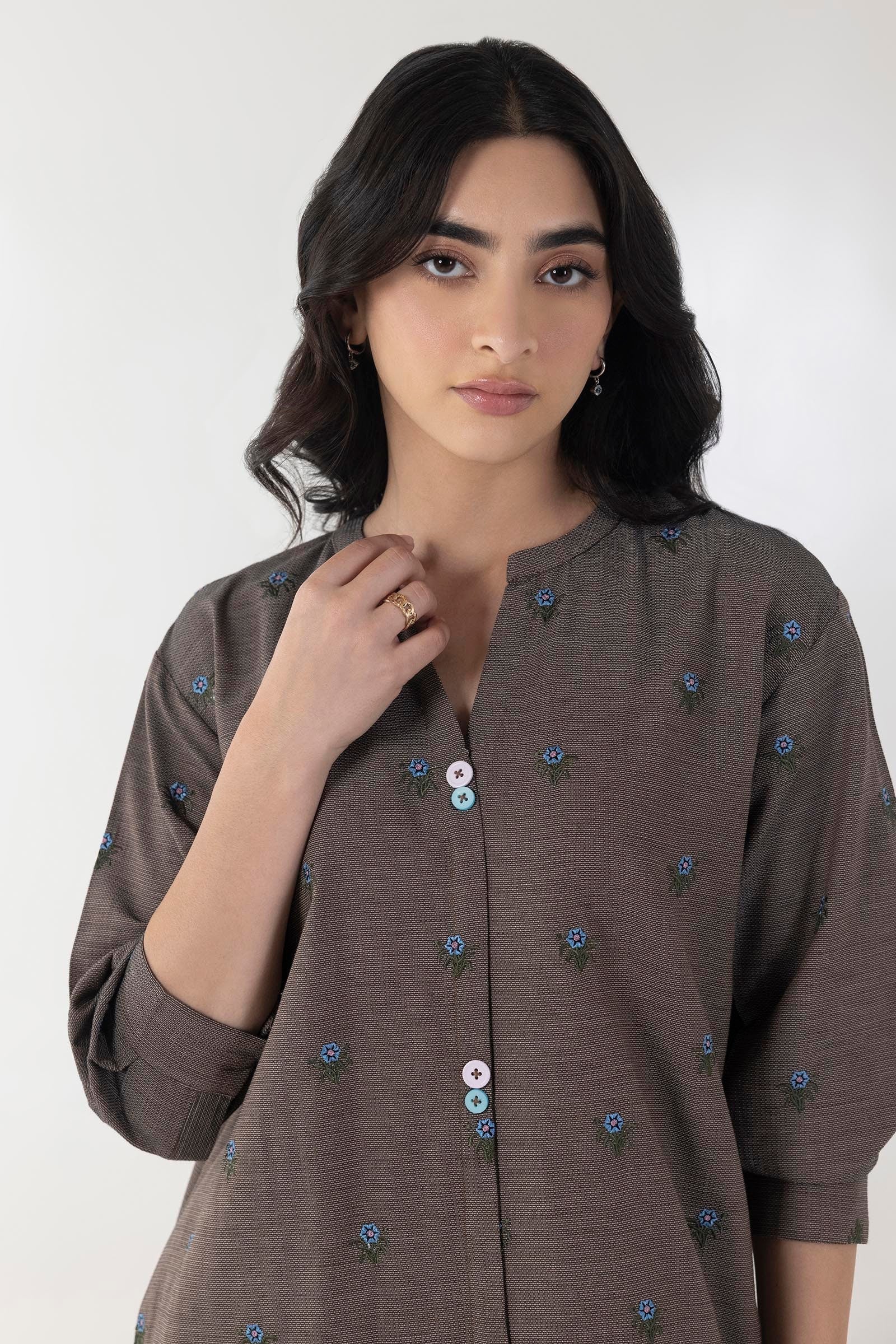 Stitched Brown Embroidered Shirt + Culotte Secondary image