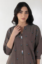 Stitched Brown Embroidered Shirt + Culotte