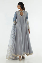 Stitched Blue Embroidered Shirt+Trouser+Dupatta
