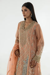 Stitched Pink Embroidered Shirt + Shalwar + Dupatta
