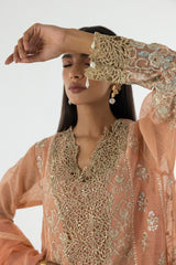 Stitched Pink Embroidered Shirt + Shalwar + Dupatta