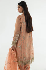 Stitched Pink Embroidered Shirt + Shalwar + Dupatta