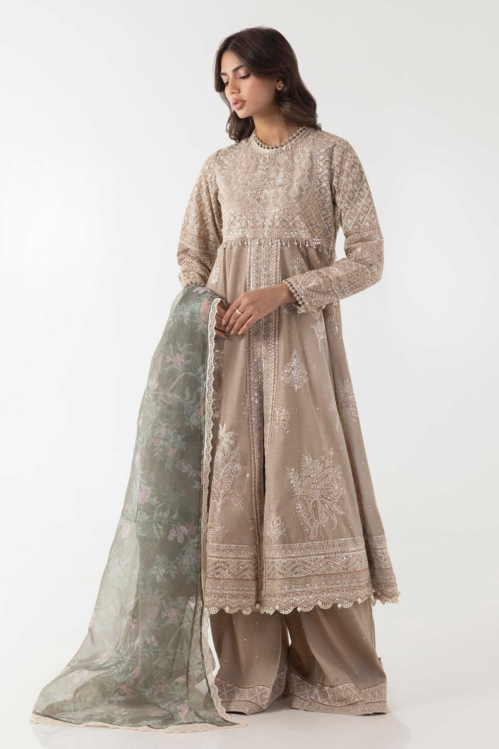 Stitched Embroidered Shirt + Culotte + Dupatta Main image