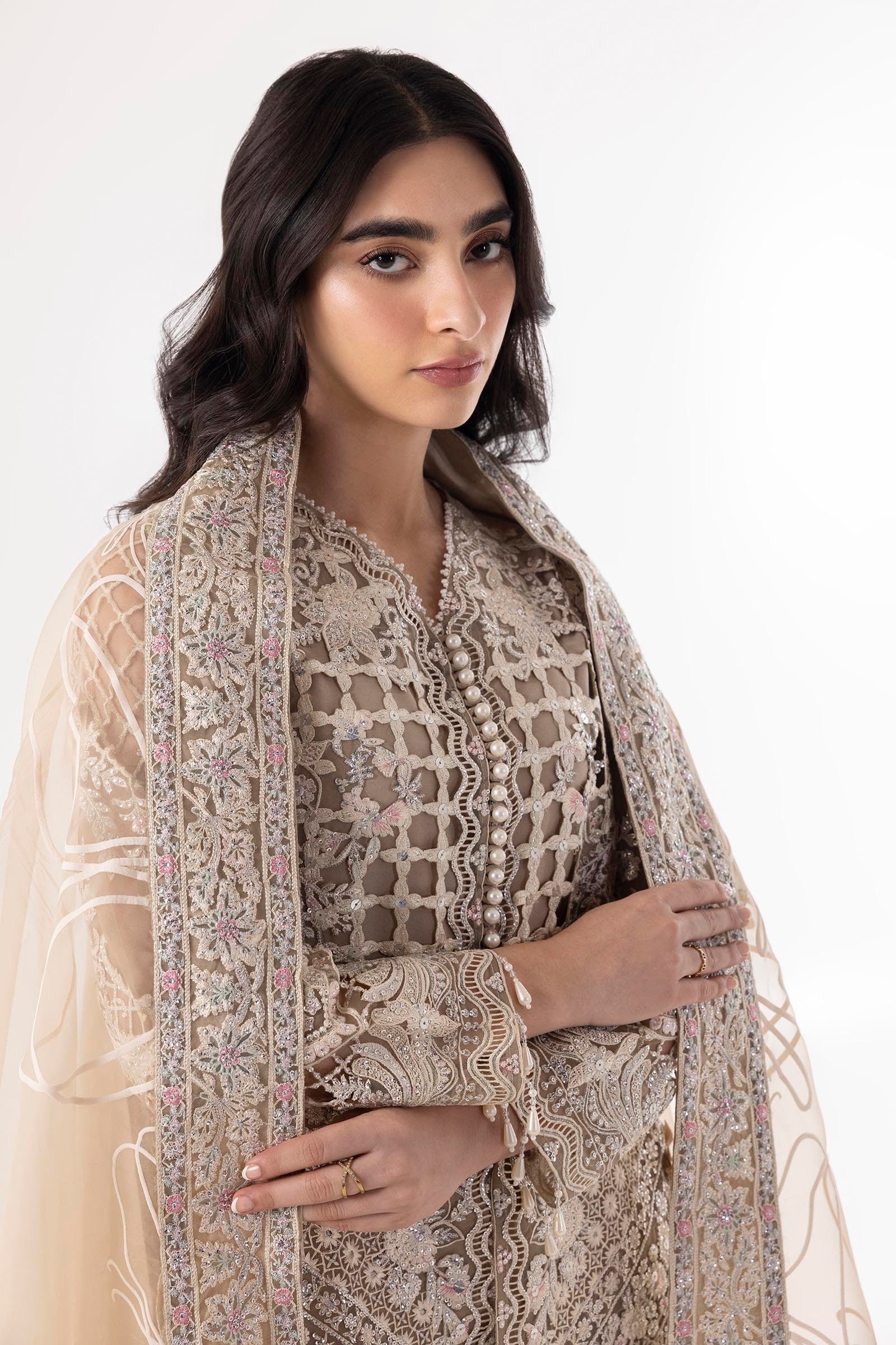 Stitched A-line Embroidered Shirt + Culotte + Dupatta
