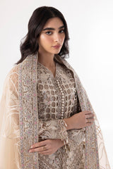 Stitched A-line Embroidered Shirt + Culotte + Dupatta