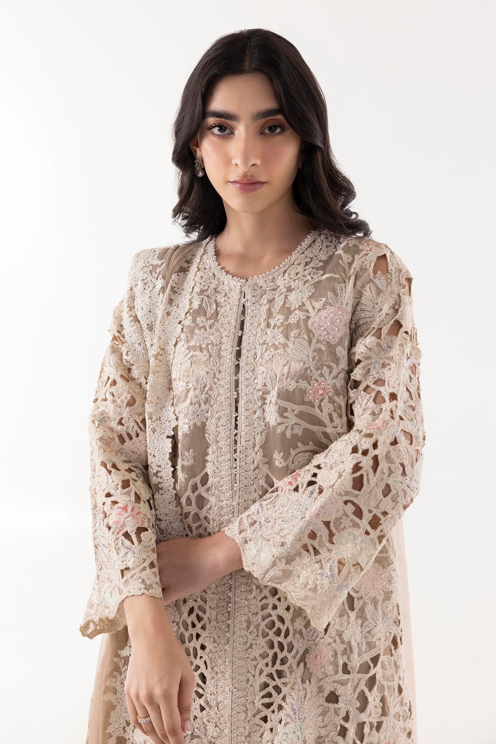 Stitched Beige Embroidered Shirt + Shalwar+ Dupatta Secondary image