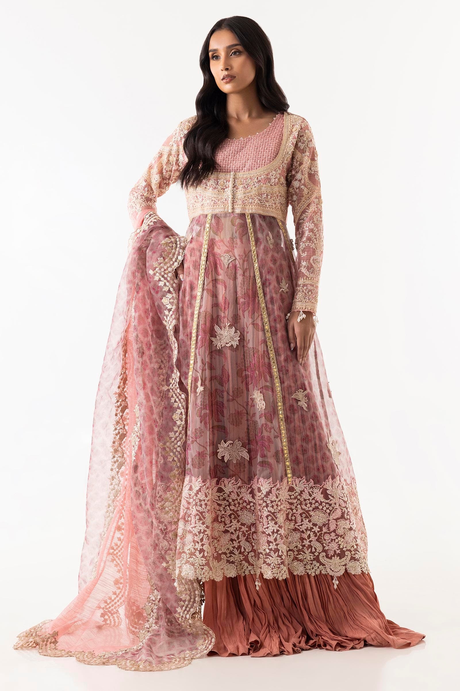 Stitched Pink Embroidered Shirt + Dupatta Main image