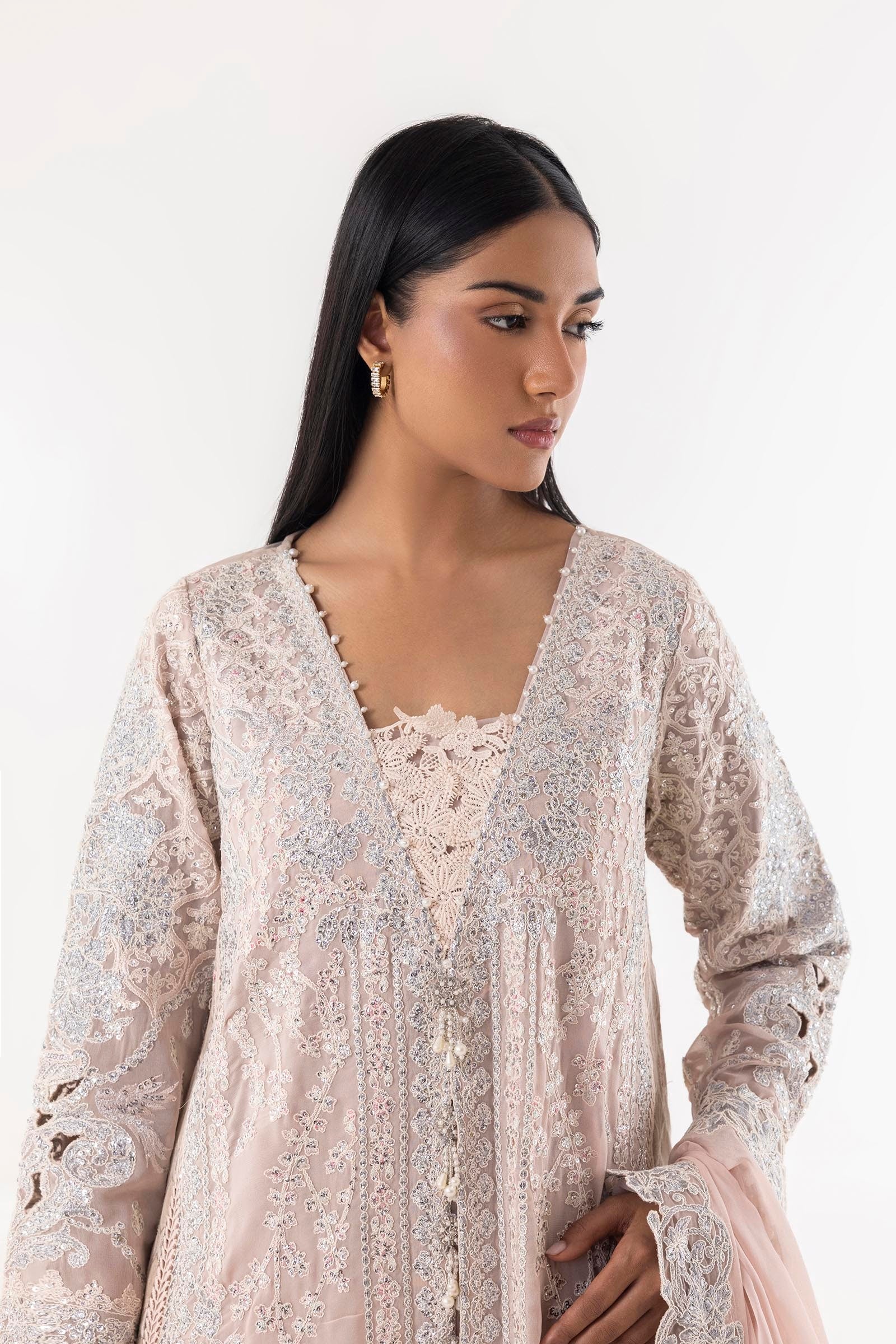Stitched Georgette Embroidered Shirt + Plazo + Dupatta