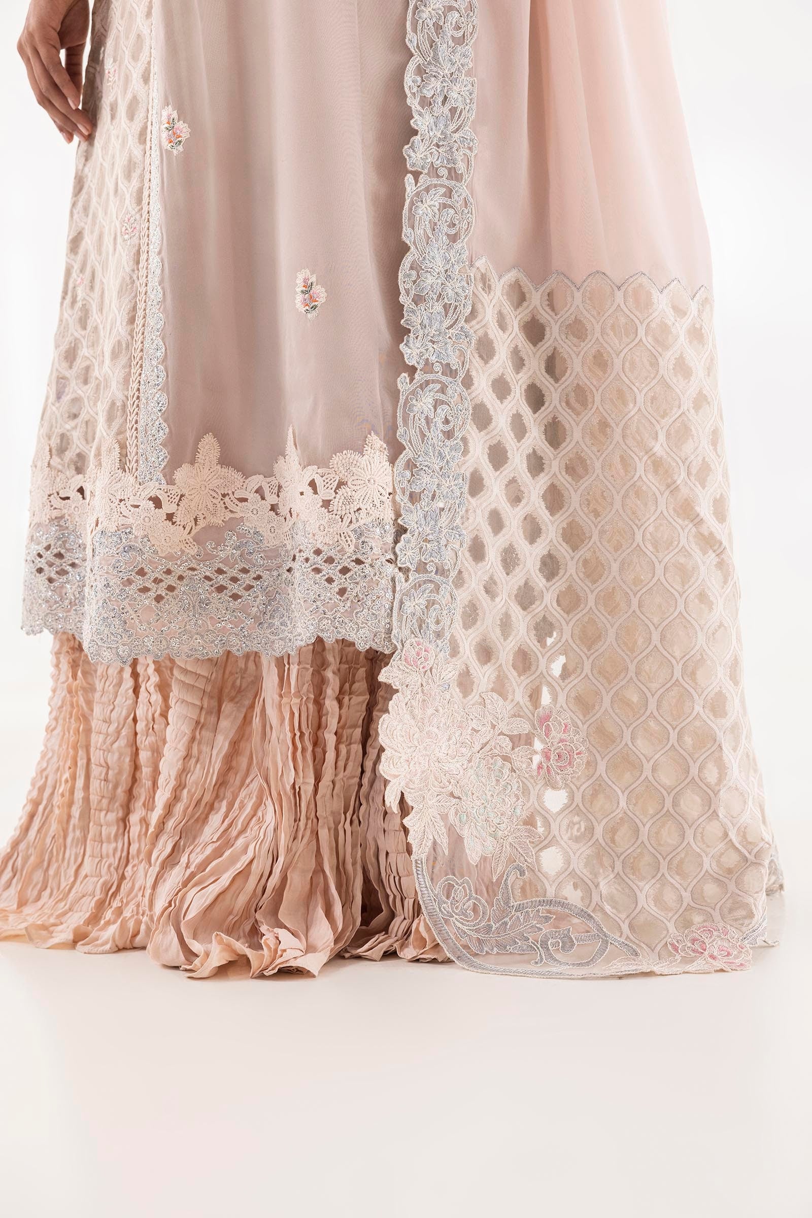 Stitched Georgette Embroidered Shirt + Plazo + Dupatta