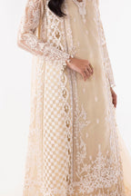 Stitched Beige Embroidered Shirt + Culotte + Dupatta