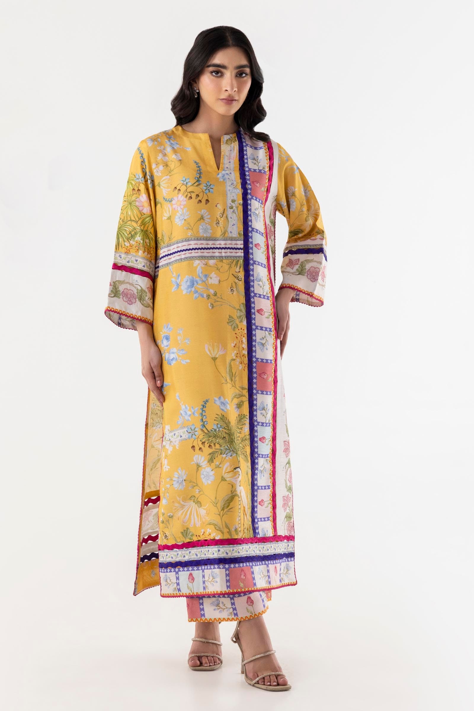 Stitched Mustard Digital Printed 2 Piece Suit Main image