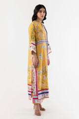 Stitched Mustard Digital Printed 2 Piece Suit