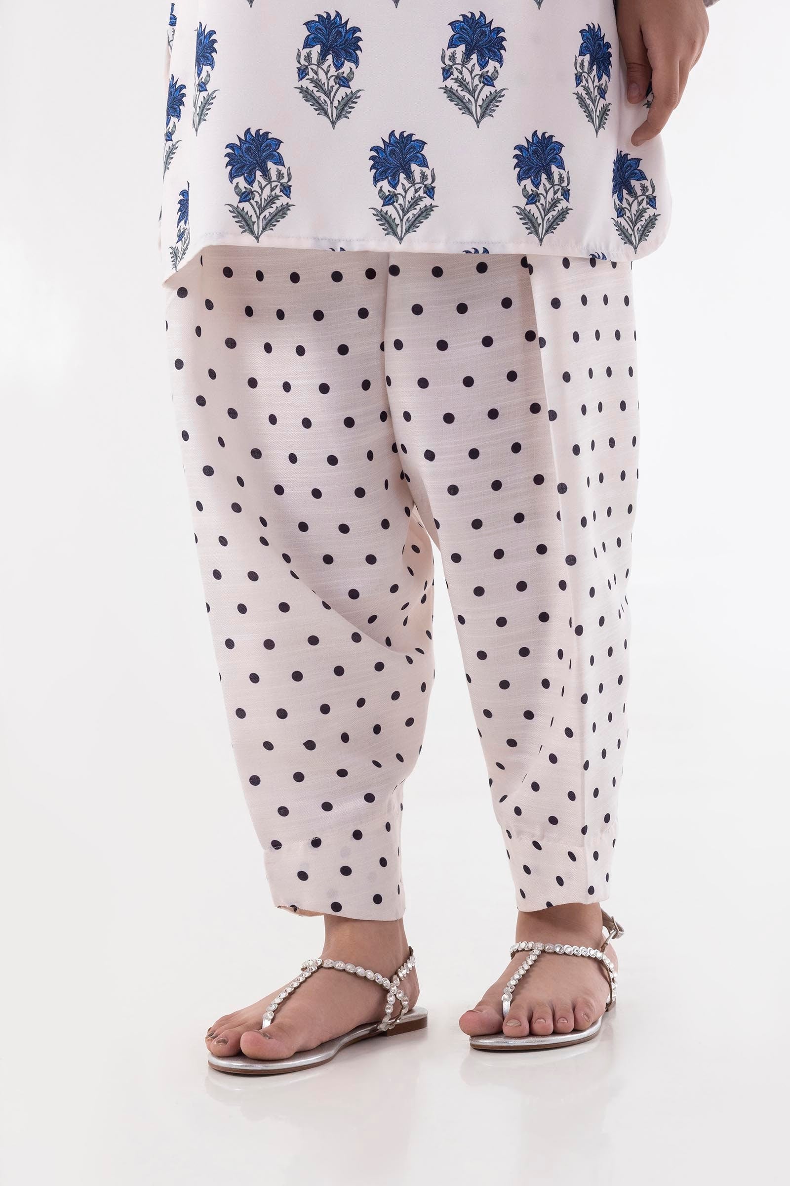 Stitched Kids Polka Dotted Dyed Shalwar Main image