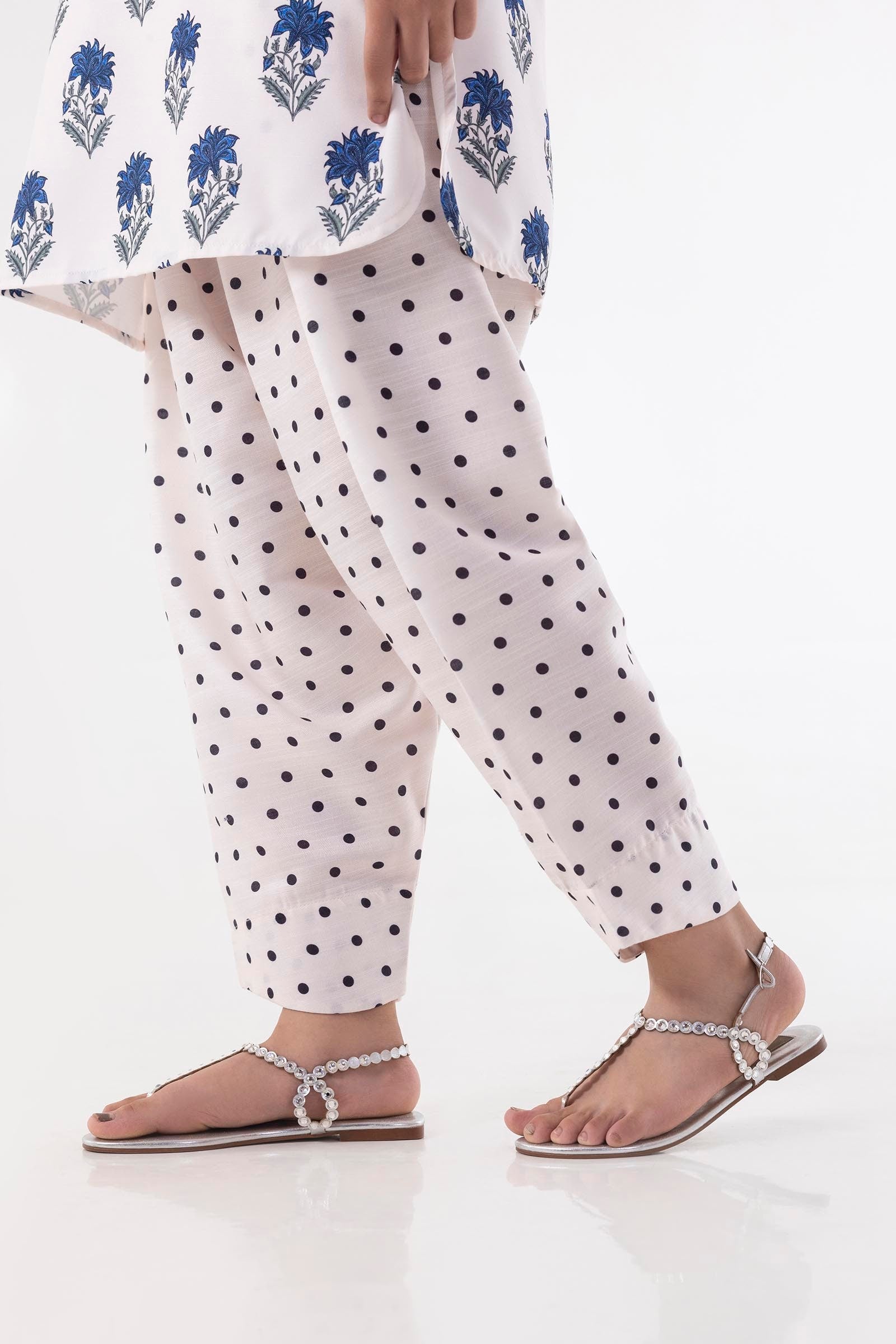 Stitched Kids Polka Dotted Dyed Shalwar Secondary image
