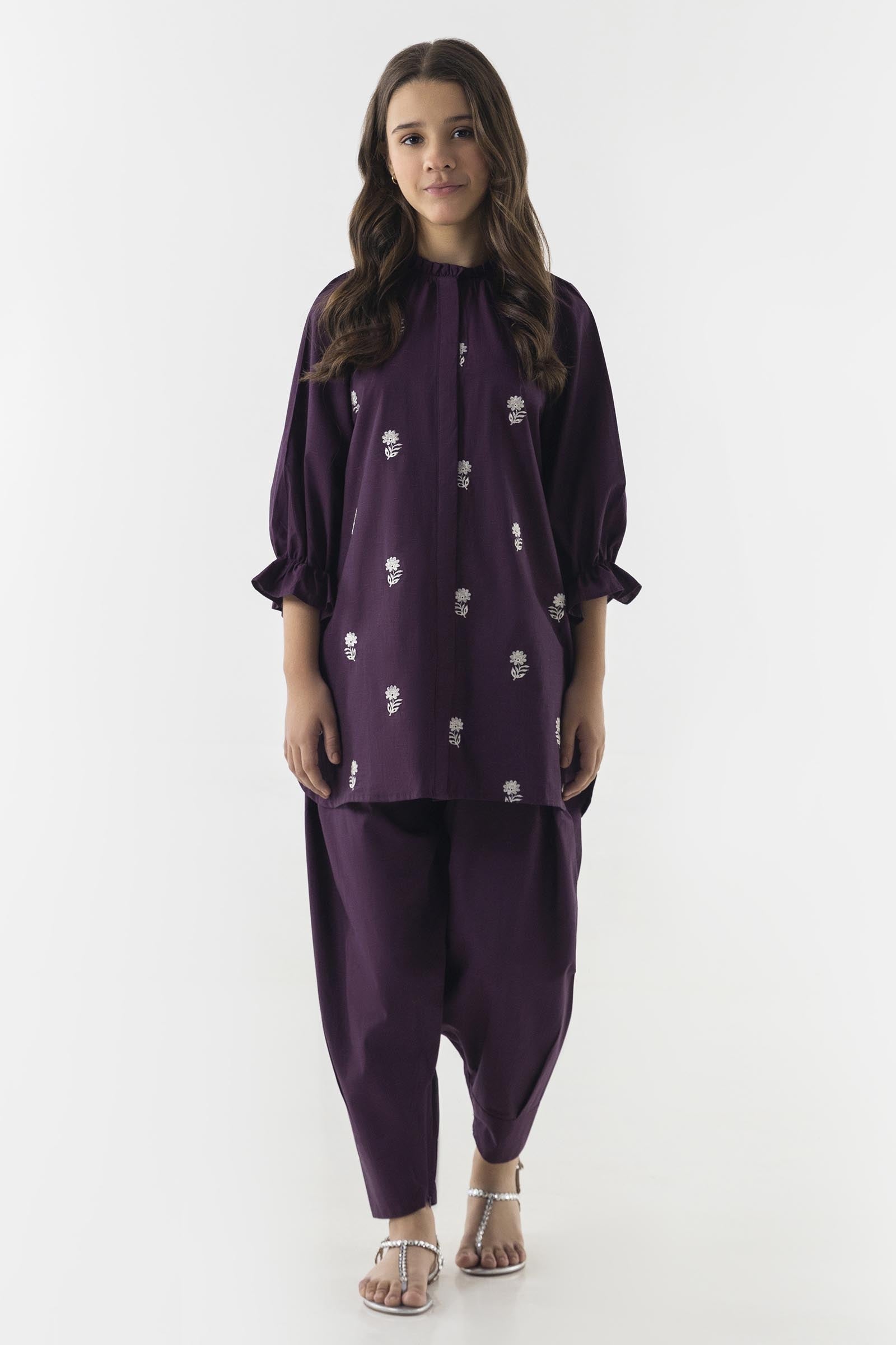 Stitched Kids Purple Basic Shirt + Shalwar Main image